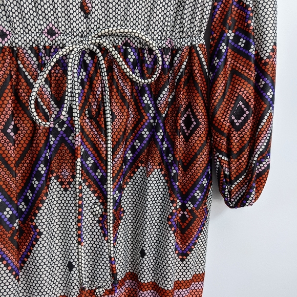 Vintage Van Raalte 70s Tiered Midi Print Dress 14 - Picture 9 of 13